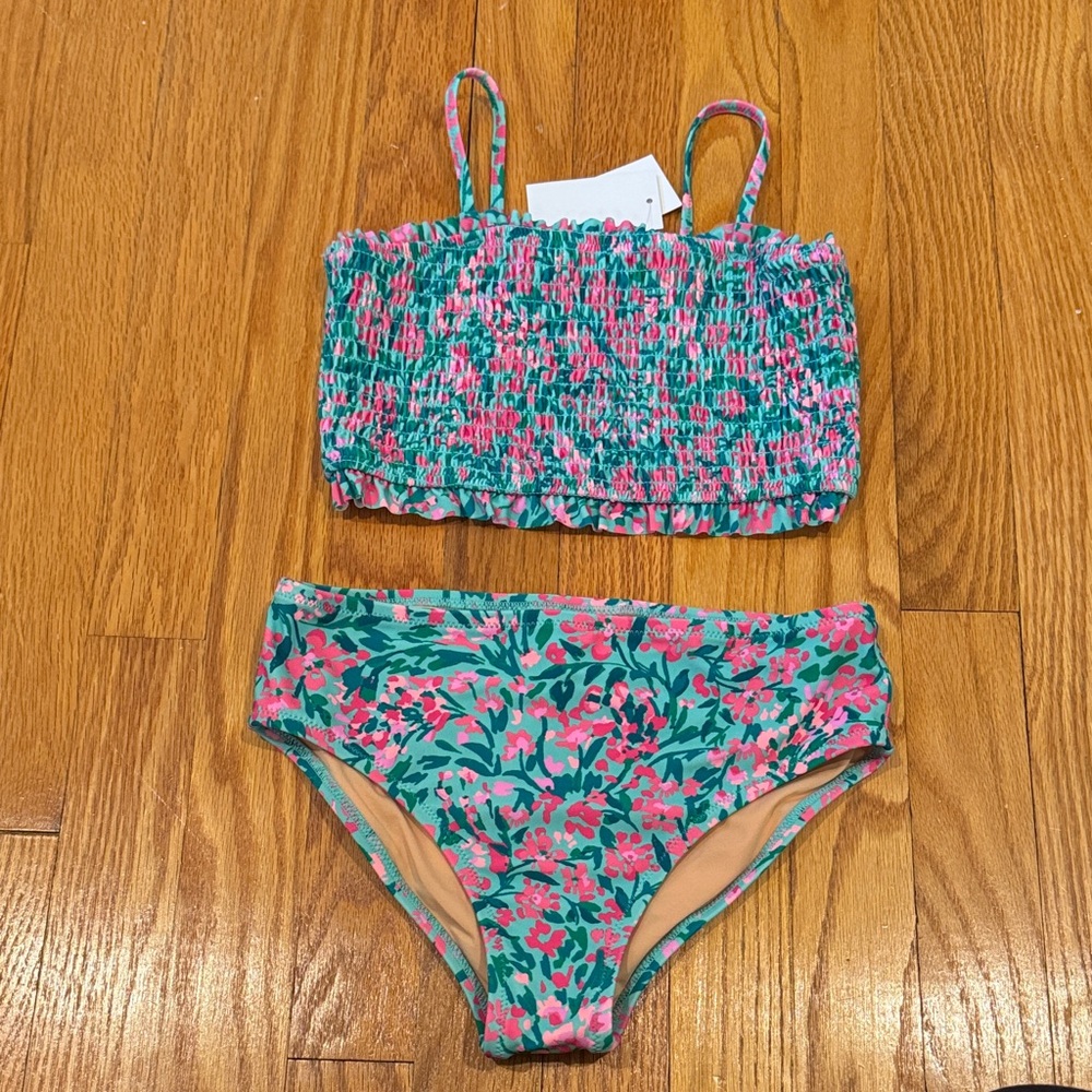 NWT - J Crew Floral Smocked Bikini Set, girls 10